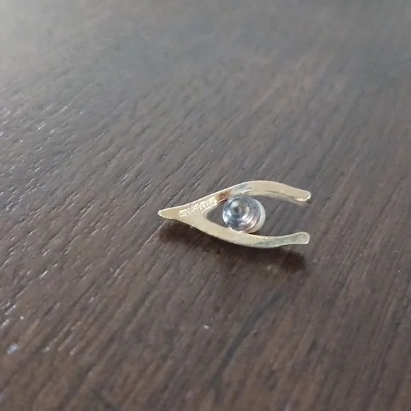 Vintage Swank Tie Tack/ Lapel  (Goldtone Faux Pearl) Wishbone & Pearl - Picture 3 of 6